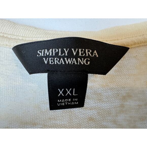 Simply Vera Linen Blend Knit Short Sleeve Top Size XXL - Picture 4 of 7